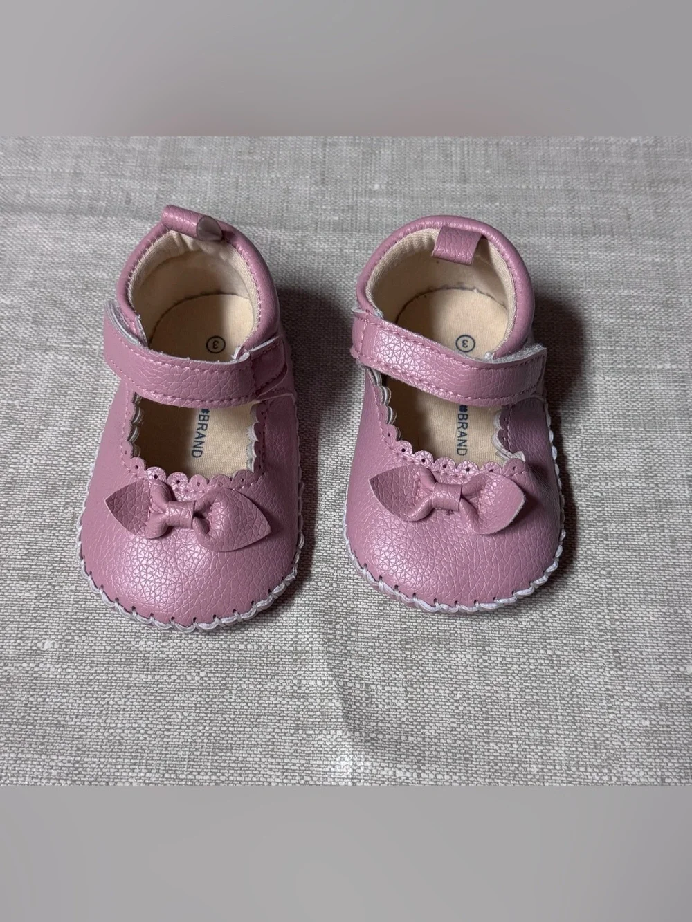 LUCKY BRAND INFANT GIRLS MARY JANE CRIB SHOES w/BOW. SZ 3”